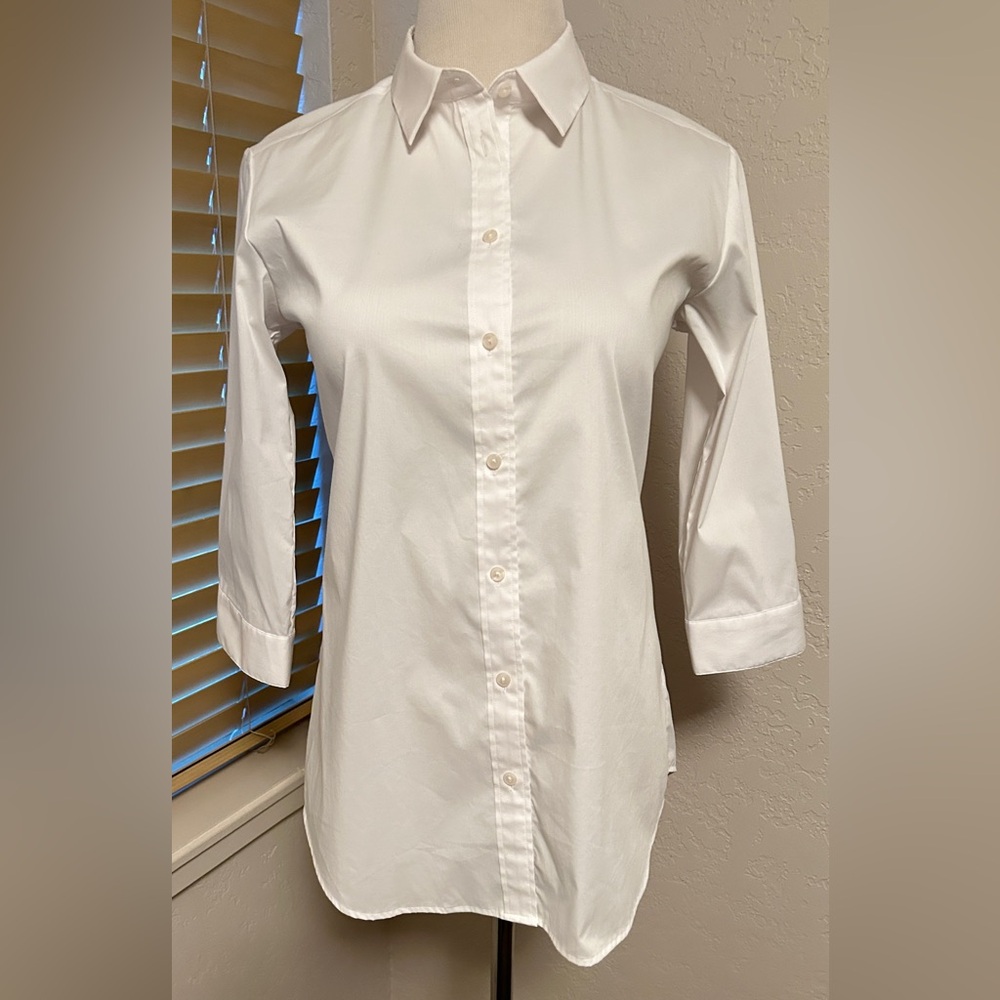 Uniqlo Broadcloth 3/4 Sleeve Button Down Sz M